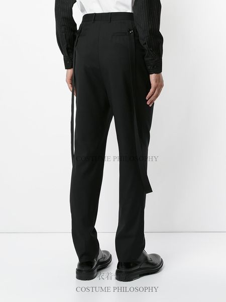 27-44 2017 new men's clothing gd hair stylist fashion bib pants casual pants trousers plus size singer costumes, Black